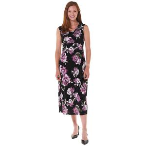 Womens Connected Apparel Sleeveless Floral Midi Dress
