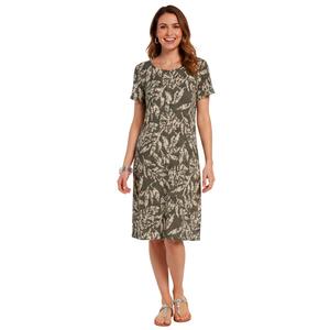 Womens Connected Apparel Short Sleeve Abstract Leaf Sheath Dress