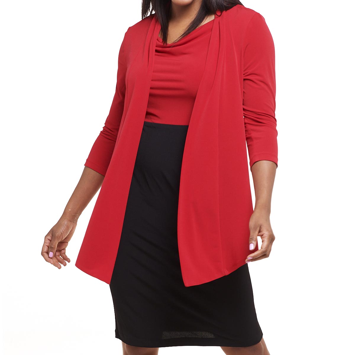 Petites Connected Apparel 3/4 Sleeve Color Block Jacket Dress