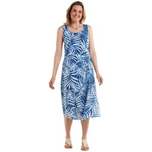Petite Connected Apparel Sleeveless Tie Back Palm Midi Dress