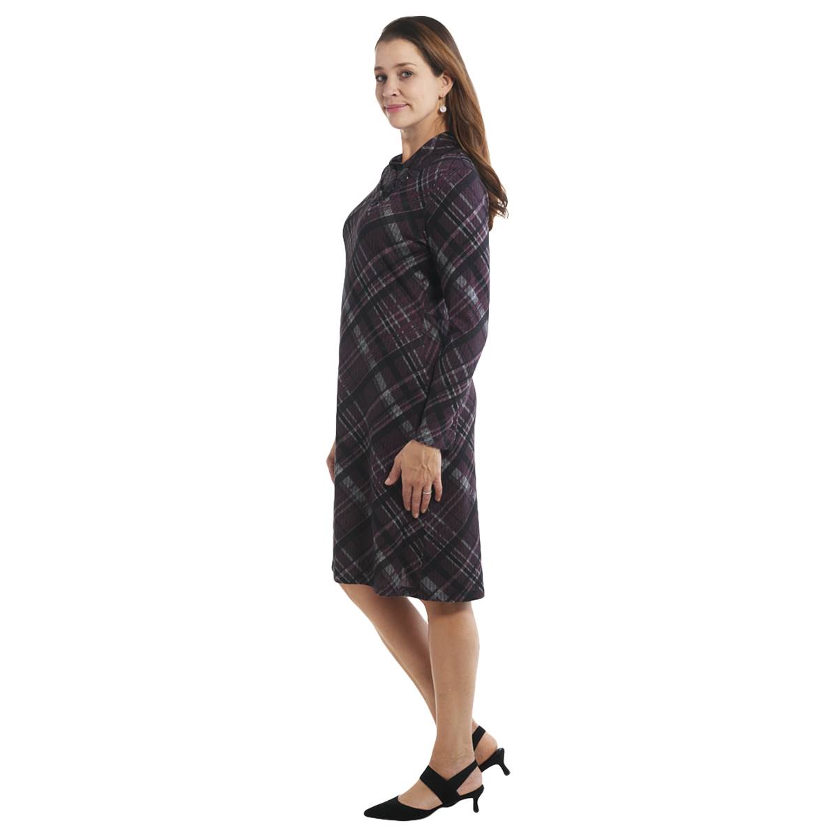Womens Connected Apparel Asymmetric Plaid Sheath Dress