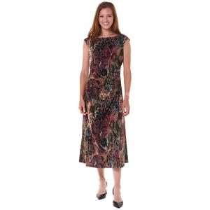 Womens Connected Apparel Sleeveless Floral Ruched Midi Dress