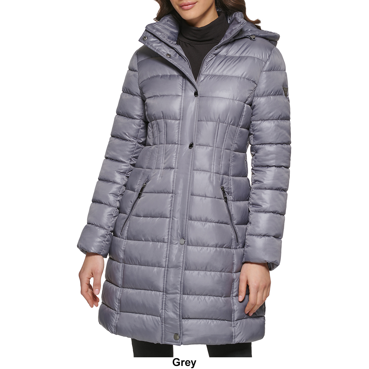 Womens Guess Hooded Puffer Coat