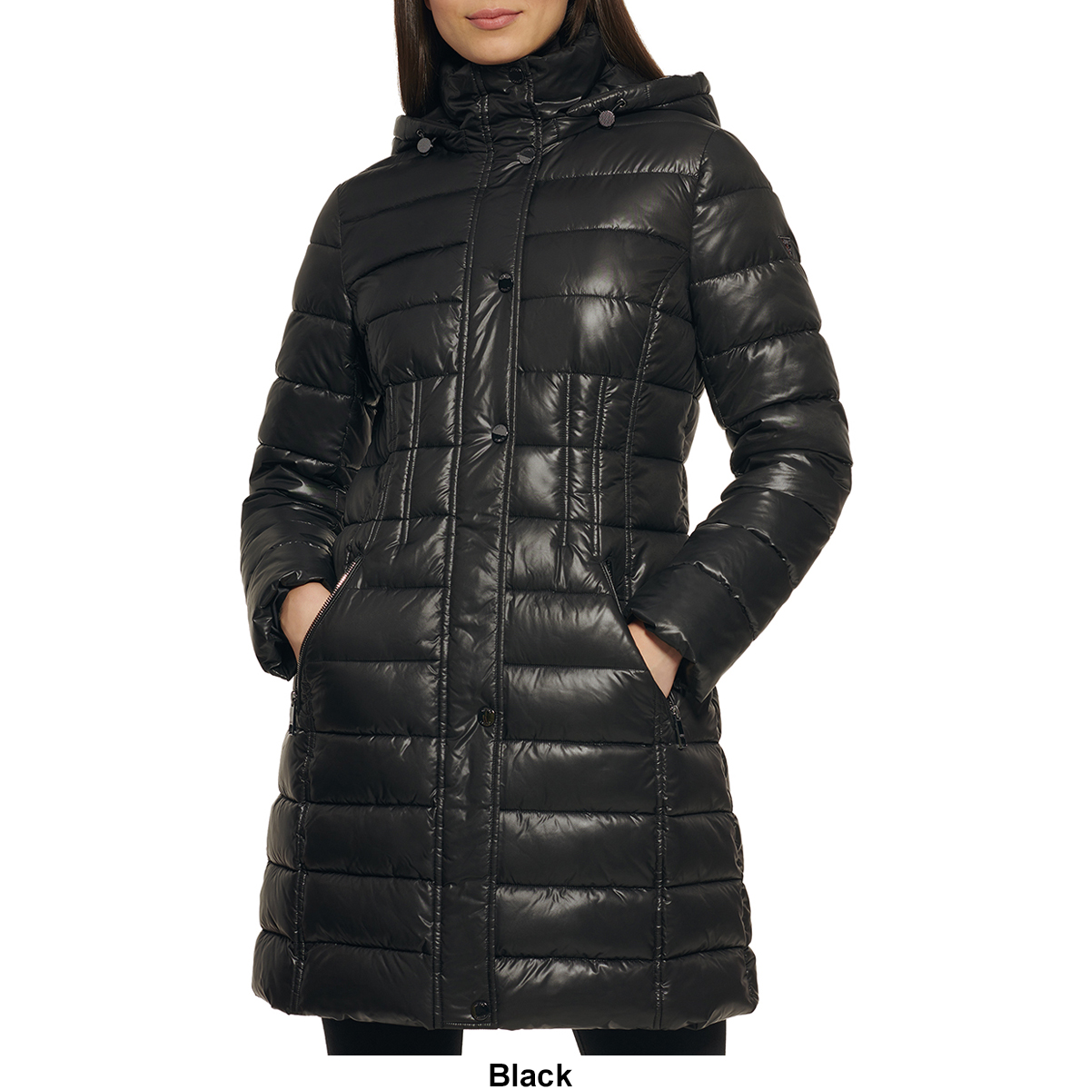 Womens Guess Hooded Puffer Coat