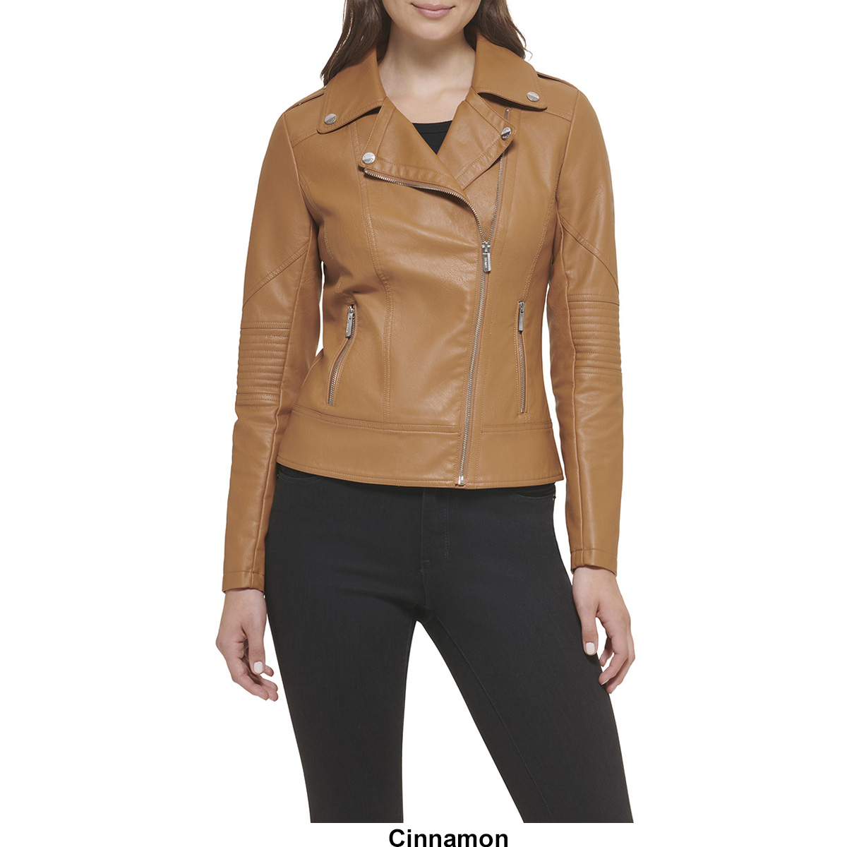Womens Guess Faux Leather Motorcycle Jacket