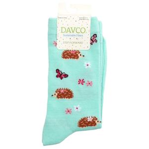 Womens Davco(R) Spring Butterflies & Hedgehog Crew Socks