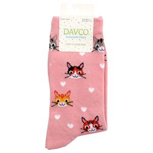 Womens Davco(R) Cats & Hearts Crew Socks