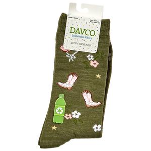 Womens Davco(R) Cowgirl Floral Crew Socks alternate view