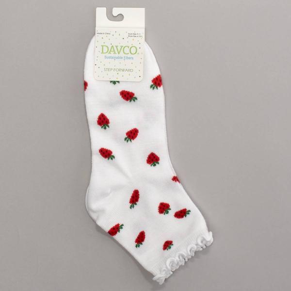 Womens Davco(R) Tossed Strawberries Quarter Socks alternate view
