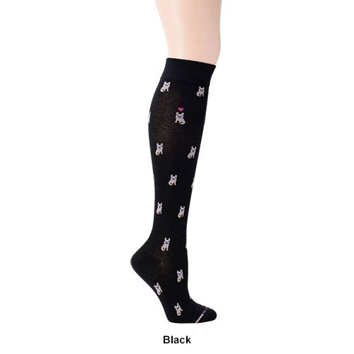 Womens Dr. Motion Compression French Bulldog Knee High Socks