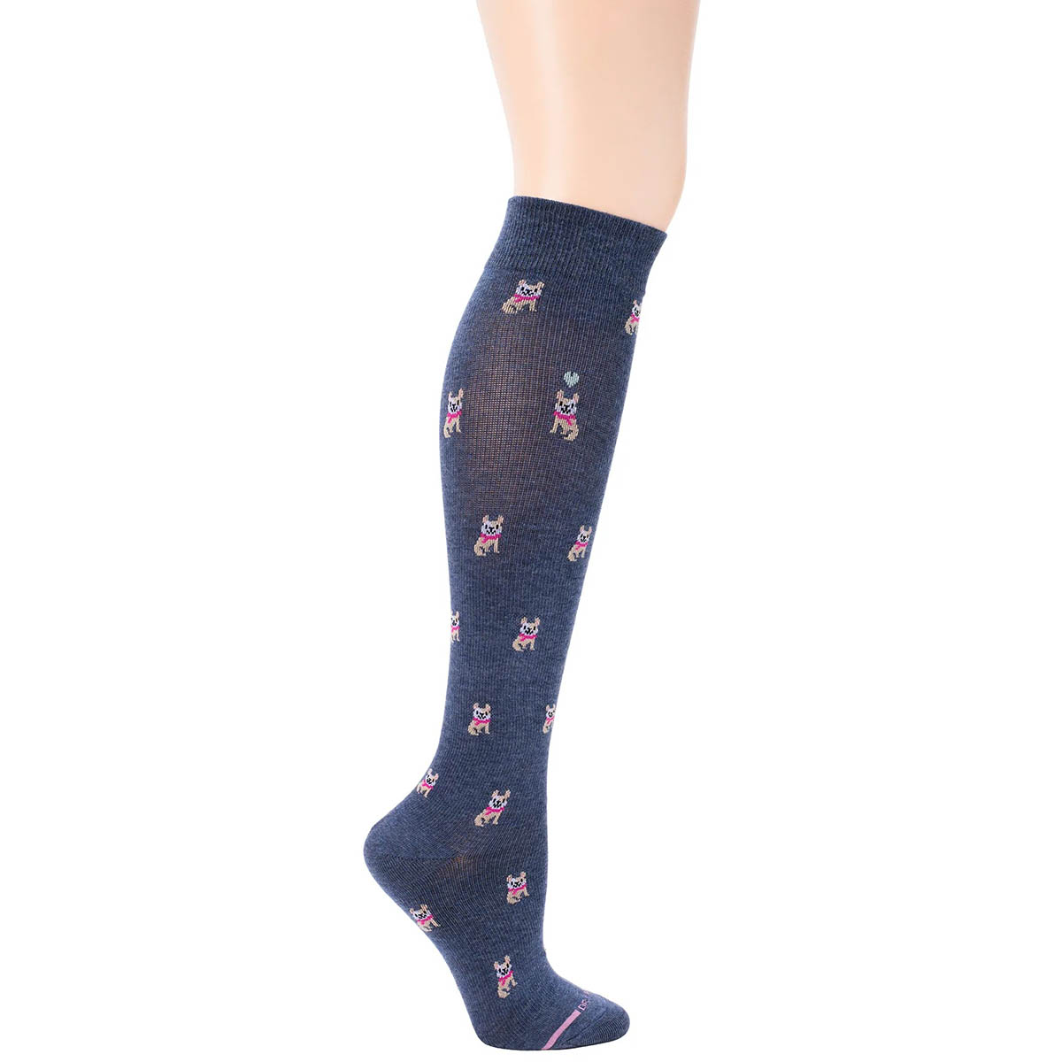 Womens Dr. Motion Compression French Bulldog Knee High Socks