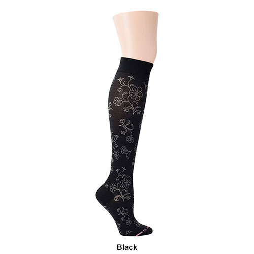 Womens Dr. Motion Compression Floral Pattern Knee High Socks