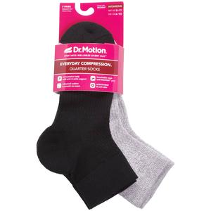 Womens Dr. Motion 2pk. Solid Compression Quarter Socks