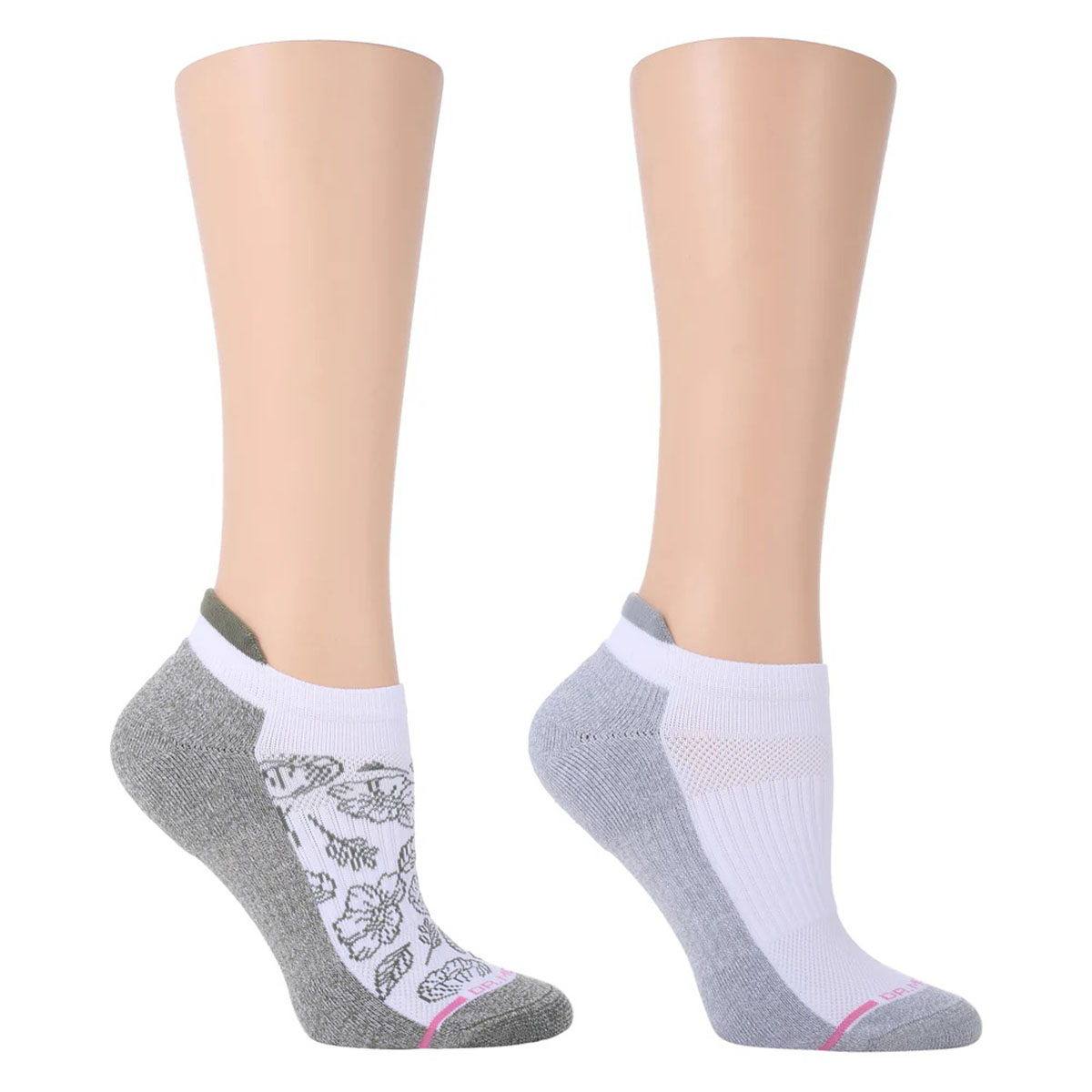 Womens Dr. Motion 2pk. Floral Low Cut Compression Ankle Socks