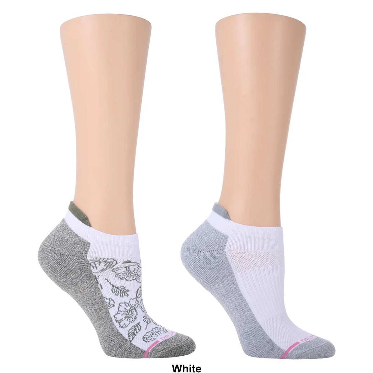 Womens Dr. Motion 2pk. Floral Low Cut Compression Ankle Socks