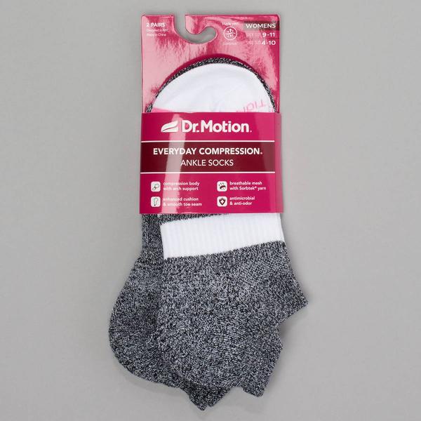 Womens Dr. Motion 2pk. Stripe Low Cut Compression Socks
