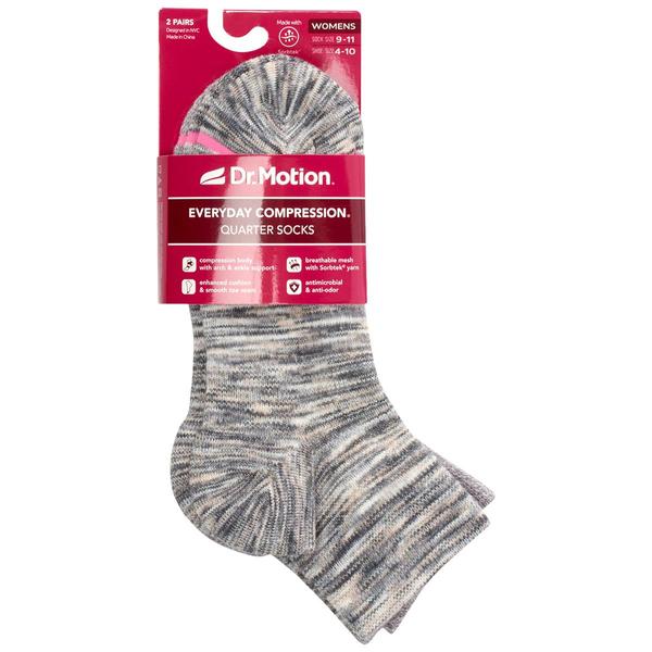 Womens Dr. Motion 2pk. Space Dye Quarter Length Socks