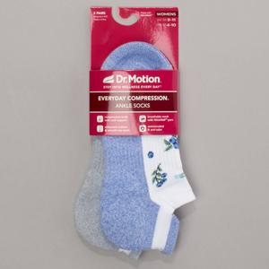 Womens Dr. Motion(R) 2pk. Blueberry White Low Cut Socks alternate view