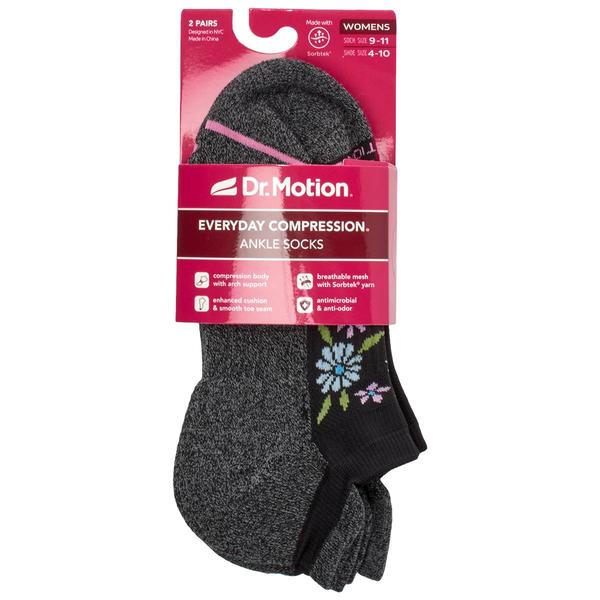 Womens Dr. Motion 2pk. Floral Low Cut Compression Socks alternate view