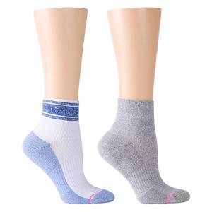Womens Dr. Motion 2pk. Bandana Stripe White Quarter Socks alternate view