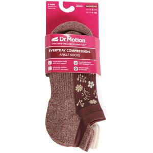 Womens Dr. Motion 2pk. Floral Solid Ankle Socks alternate view