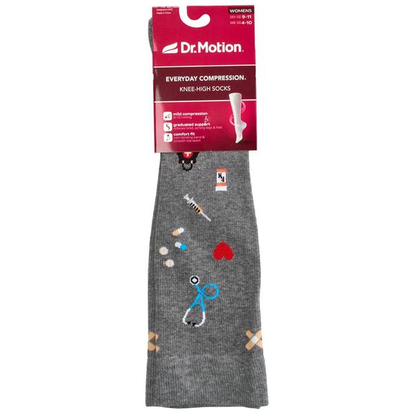 Womens Dr. Motion Medical Grey Compression Knee High Socks