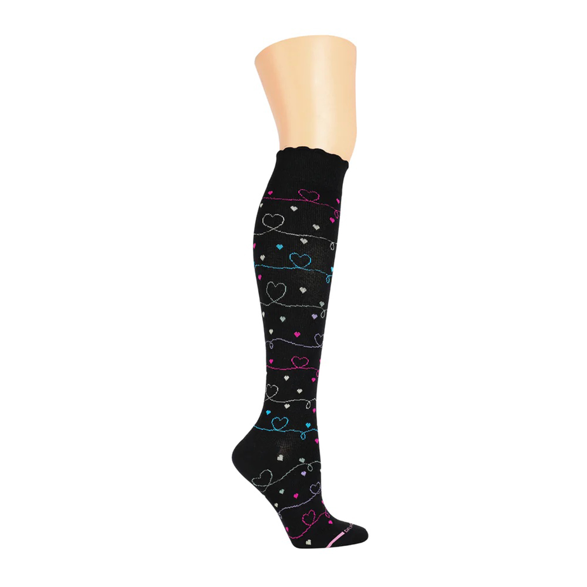 Womens Dr. Motion Scribble Heart Compression Knee High Socks