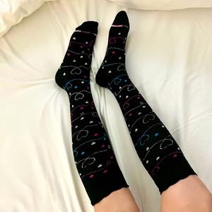 Womens Dr. Motion Scribble Heart Compression Knee High Socks alternate view
