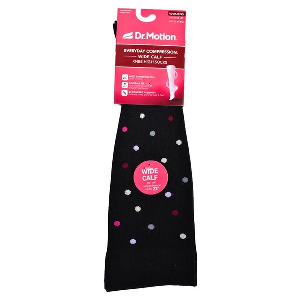 Womens Dr. Motion Dots Wide Calf Compression Socks alternate view
