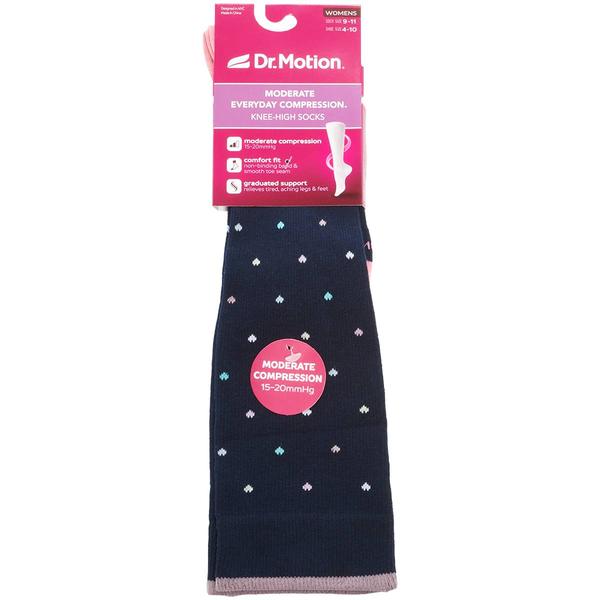 Womens Dr. Motion Mini Hearts Knee High Compression Socks alternate view