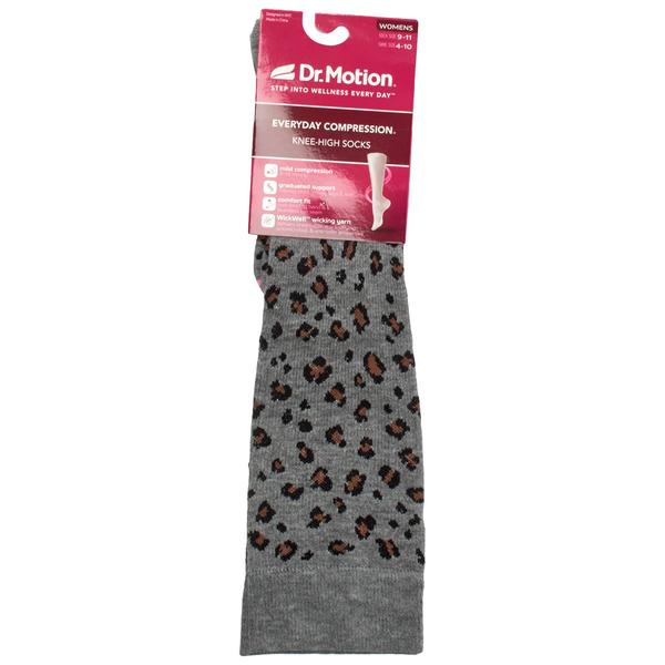 Womens Dr. Motion Leopard Compression Knee High Socks alternate view