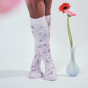Womens Dr. Motion Roses Lilac Knee High Compression Socks alternate view