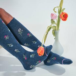 Womens Dr. Motion Carnation Denim Knee High Compression Socks alternate view