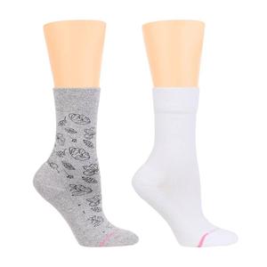 Womens Dr. Motion 2pk. Floral Comfort Top Crew Socks