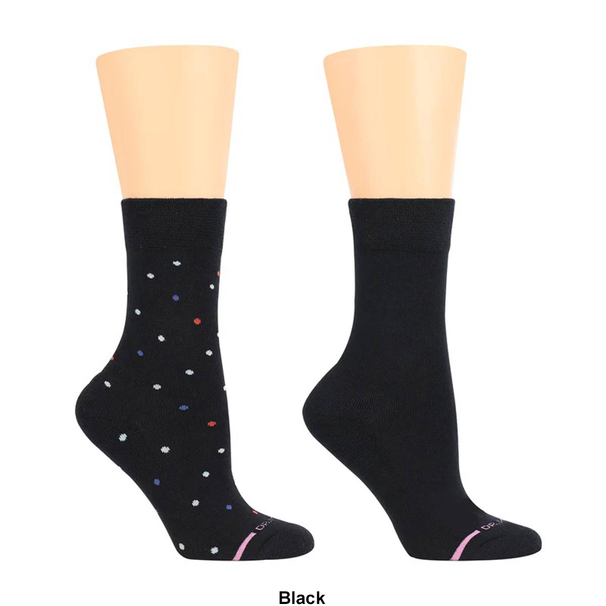 Womens Dr. Motion 2pk. Multi-Dot Comfort Top Crew Socks