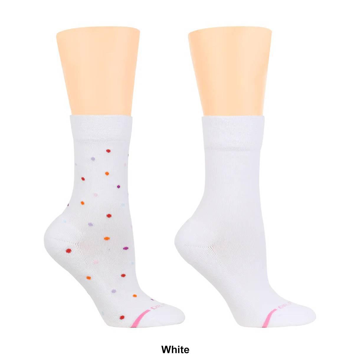 Womens Dr. Motion 2pk. Multi-Dot Comfort Top Crew Socks