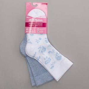 Womens Dr. Motion 2pk. Floral White Comfort Diabetic Crew Socks alternate view