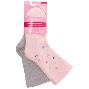 Womens Dr. Motion 2pk. Floral Crew Socks