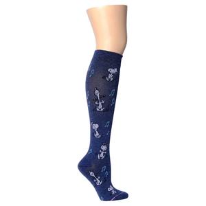 Womens Dr. Motion Snoopy Dance Denim Compression Knee High Sock