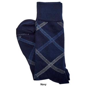 Mens Preswick & Moore(R) Stitched Diamond Plaid Crew Dress Socks alternate view