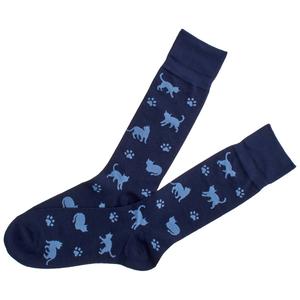 Mens Davco(R) Cats & Paw Prints Crew Socks