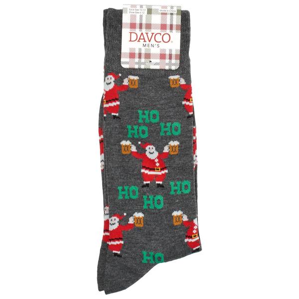 Mens Davco Christmas Santa With Beer Crew Socks