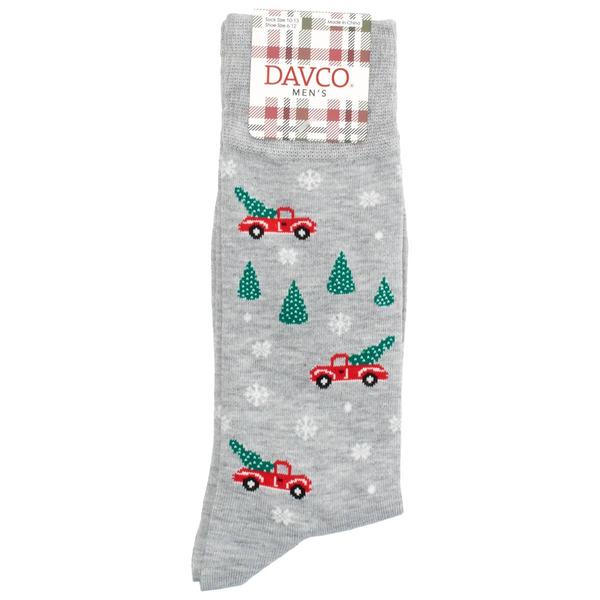 Mens Davco Christmas Tree Shopping Crew Socks