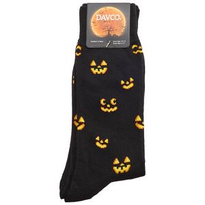 Mens Davco(R) Jack O' Lantern Face Crew Socks