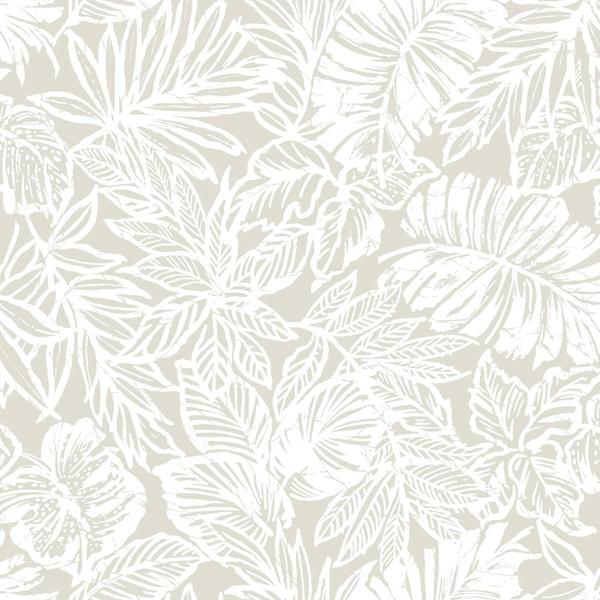 RoomMates(R) Beige Batik Tropical Leaf Peel & Stick Wallpaper alternate view