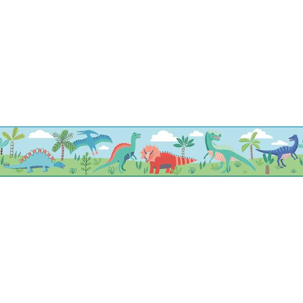 RoomMates(R) Dinosaur Parade Blue Peel & Stick Border alternate view