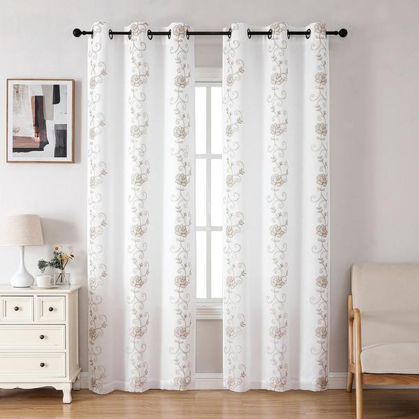 Kayce Embroidered Matte Sheet 2pk Grommet Curtains alternate view