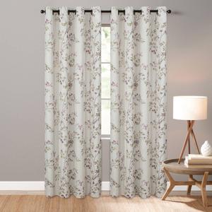 Sunshield Linen Blend Printed Grommet Blackout Panel Curtain