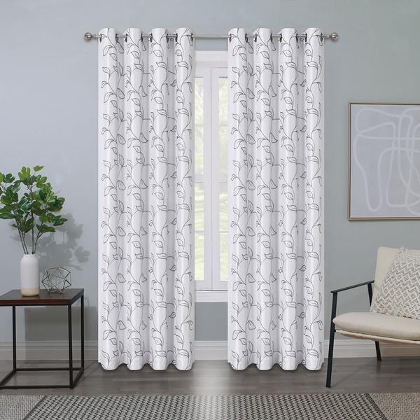 Sunshield Remington-E 100% Blackout Embroidered Grommet Curtains