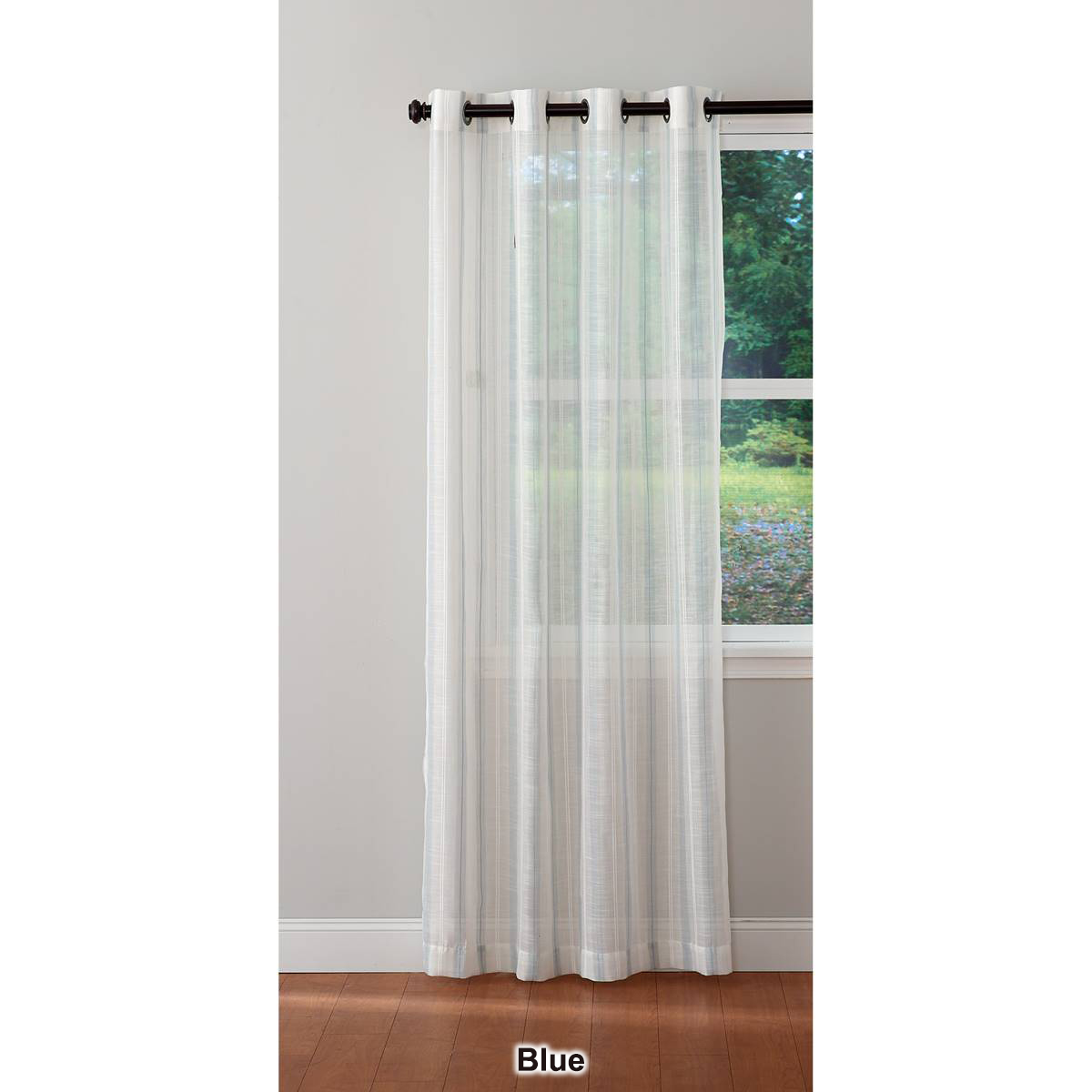 Farmhouse Woven Stripe Semi-Sheer Grommet Panel